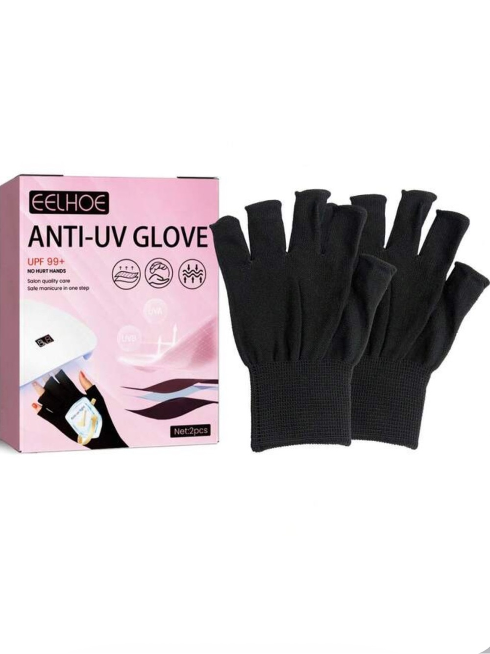 Black Anti-UV Fingerless Gloves NWT